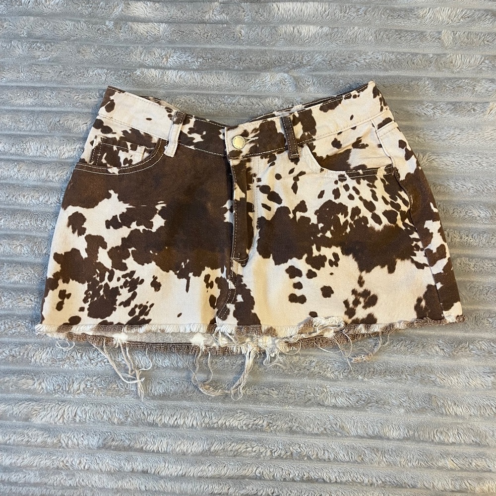 Brown Cow Print Skirt